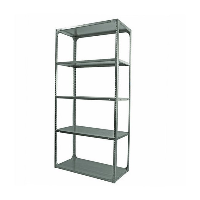Bolted Shelving Steel Bay 5 Shelves - Uni-Angle - Five Shelf Kit - Galvanised - 213.4 x 91.4 x 38.1 cm