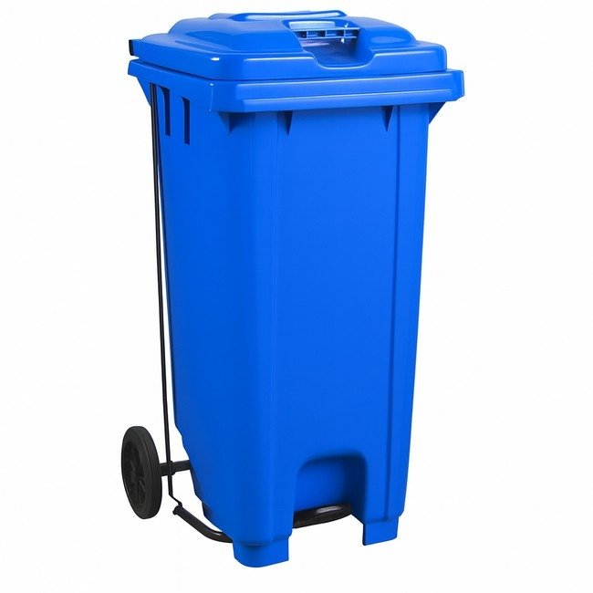 Wheelie Pedal Bin - 120L Foot Operated Pedal Bin - Plastic - Blue