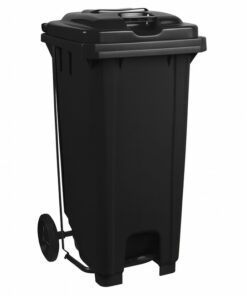 Wheelie Pedal Bin - 120L Foot Operated Pedal Bin - Plastic - Black