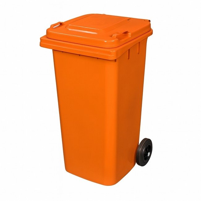 120L Wheelie Bin - 2 Wheel - Plastic - Orange