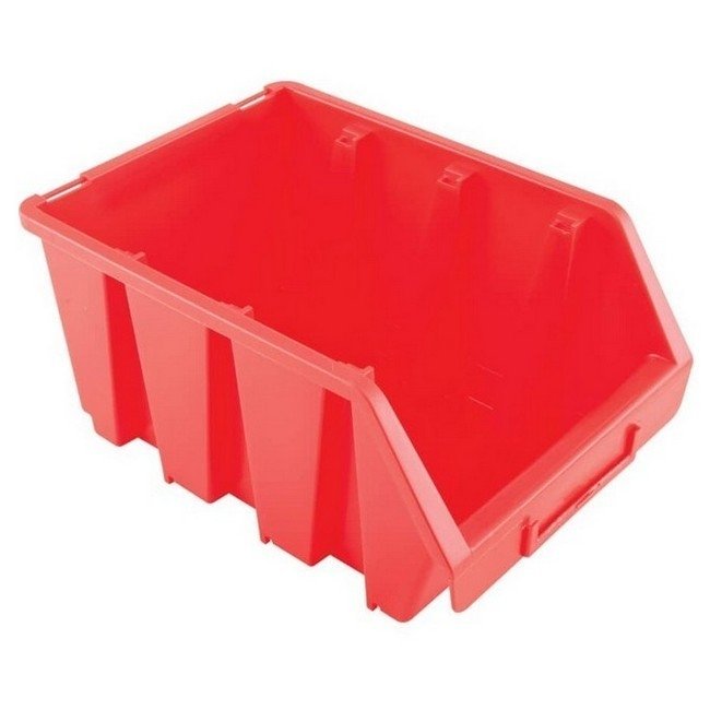 Matlock Plastic Storage Bin - Wall Mountable & Stackable - Label Holder - 17 x 24 x 12.6 cm - Red