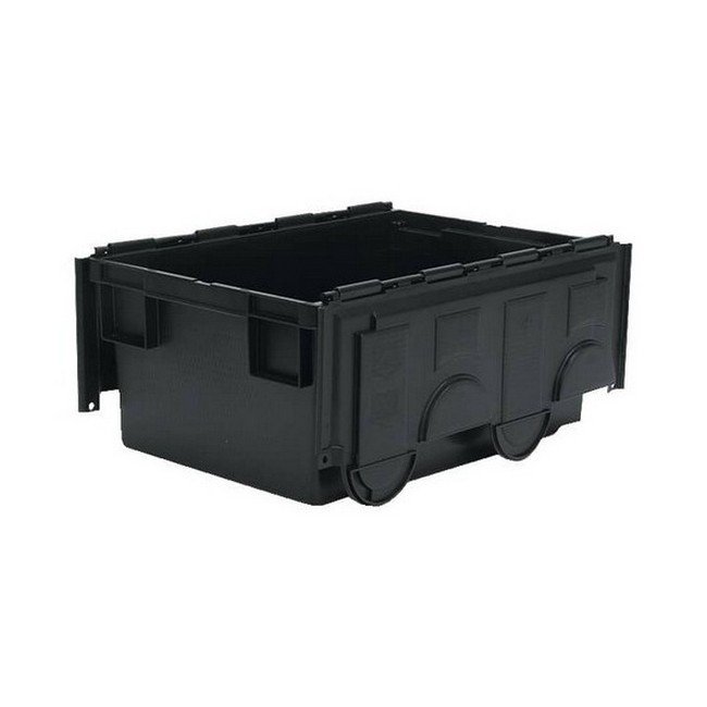 Matlock Euro Container with Lid - Plastic ALC - Heavy-Duty - 60 x 40 x 26.5 cm - Black - 49.5L - Nestable & Stackable