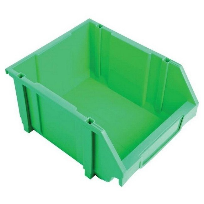 Matlock Plastic Louvre Panel Bin - Stack and Hang Container - Interlocking Design - 28 x 35 x 18.4 cm - Green