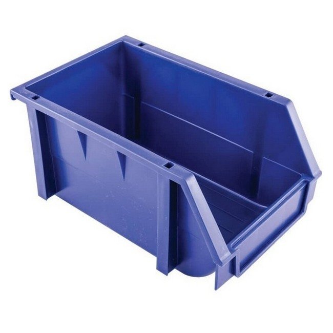 Matlock Plastic Louvre Panel Bin - Stack and Hang Container - Interlocking Design - 15.7 x 23.7 x13.2 cm - Blue