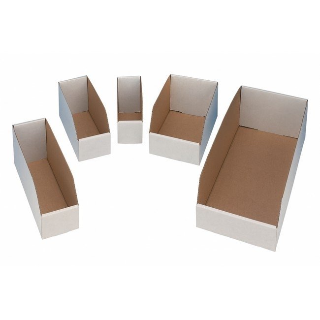 Avon Cardboard Storage Bins - 15.2 x 22.8 x 11.5 cm - White - Writable Panel - Pack of 50