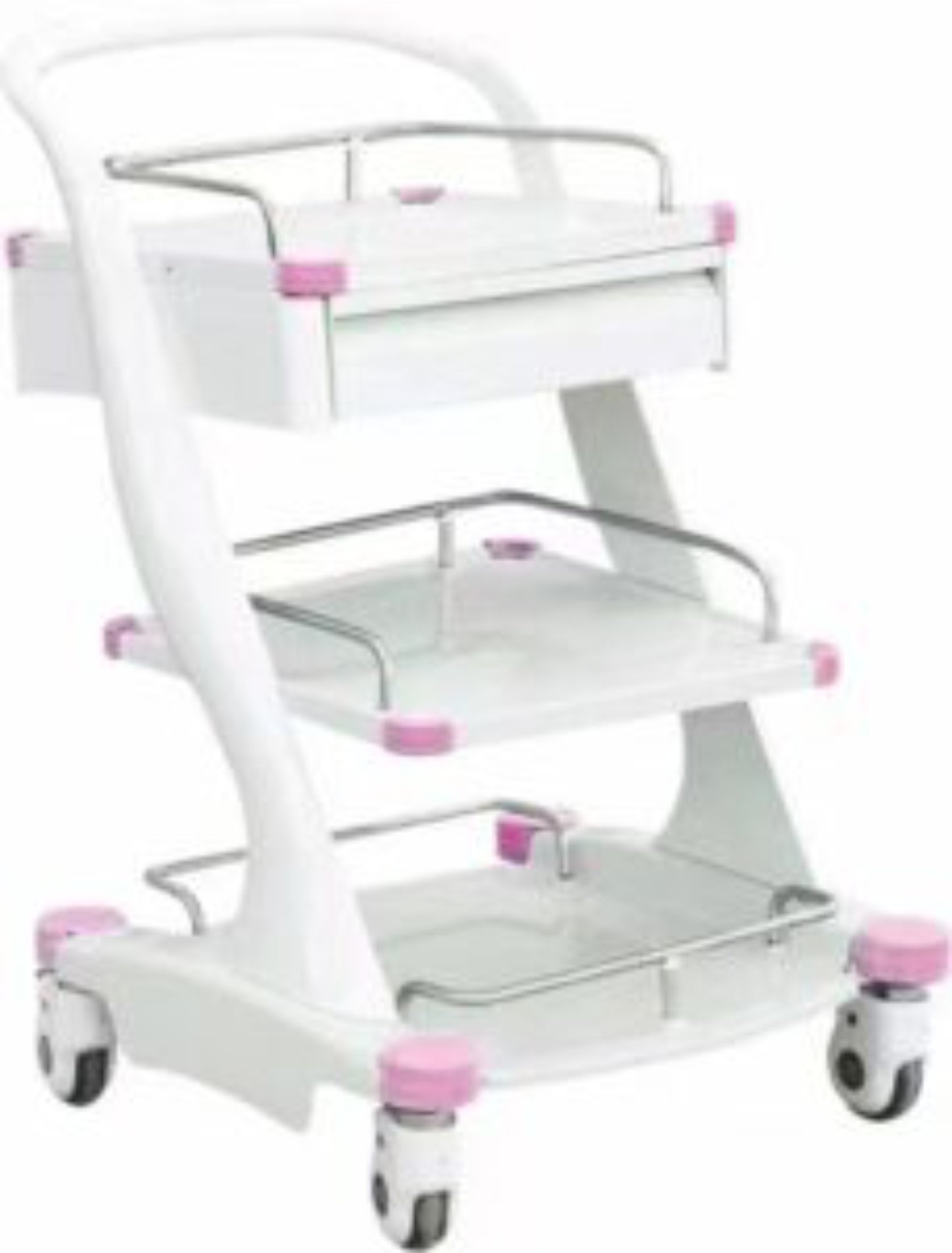 Treatment Trolley 3 Tier – Pink with Detachable Guardrail