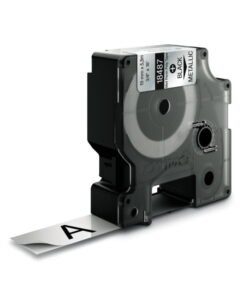 Dymo Original IND-Tape for Rhino, 19mm x 5.5m, Permanent Polyester, Black on Metallic