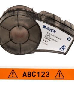 Brady Labels M21-500-595-OR 12.7 x 6.4 m, Orange on Black, Self-Adhesive, Box of 6.4 m