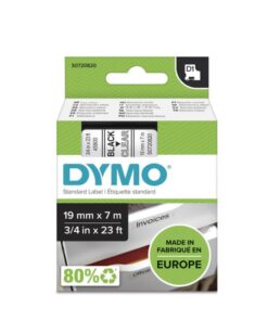 Dymo D1 Tape (19mm x 7m, Black on Clear)