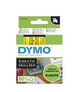 Dymo D1 Tape (6mm x 7m, Black on Yellow)