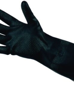 EKASTU Chemical Protection Gloves Size 8-8½ (M) M2-PLUS, Cat.3, Polychloroprene, Black, Approx. 31 cm Long, Pair
