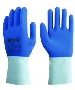 Chemical protective gloves Nitrex 440 M (8) latex, blue, cotton lining inside, pack of 10 pair