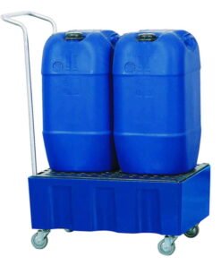 Asecos Drain Tray with Grating and Reels, 725 x 525 x 380 mm, PE, Payload 120 kg