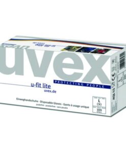 Uvex Disposable Gloves U-Fit Lite, Size M, Nitrile, 240mm, Silicone-Free, Powder-Free, Blue, Pack of 100