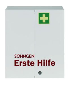 W.Söhngen First Aid Cabinet ROM Industry Norm Filled, DIN 13169, Steel Sheet, White, 404 x 462 x 170 mm