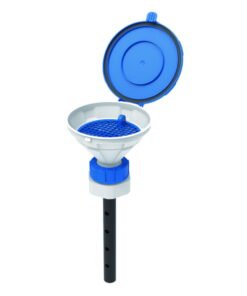 SCAT Funnel with lid "MARCO", V2.0, S65, PE-HD, with lance (220 mm) and removable sieve