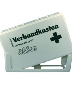 W.Söhngen Office First Aid Box DIN 13157 with Wall Bracket – White Plastic