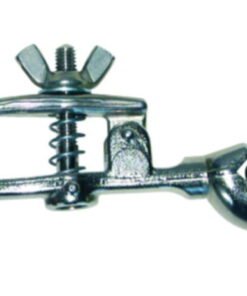Burette clamp with bosshead, neckelplated brass, for 1 burette