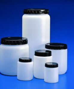 Kartell Cylindrical Jars 250 mL HDPE White with Black Screw Cap (Pack of 10)