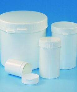 LLG Sample Containers, Round, 250 mL, PS White with LDPE Tear-Off Lid, Pack of 10