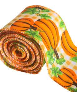 Halloween Ribbon with wired edge – Pumpkin Orange Checks