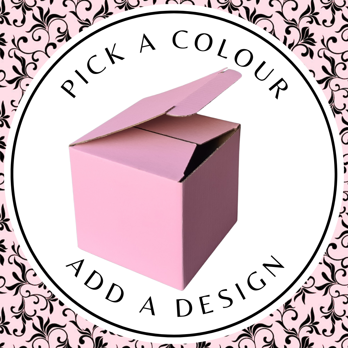Design Cube Box (M) – Pink Kraft 150 x 150 x 150mm