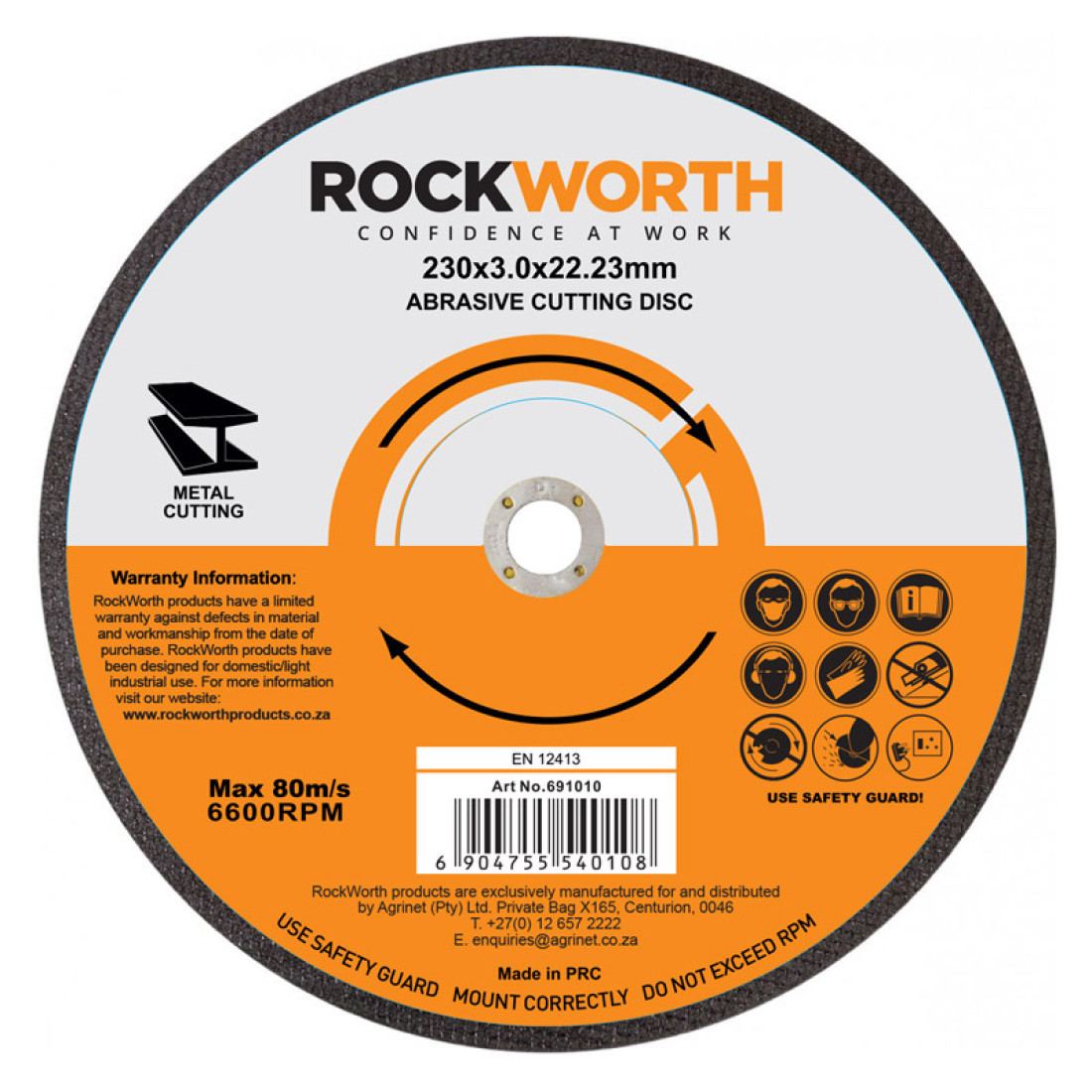 Rockworth Cutting Disc Steel 230X3.0Mm