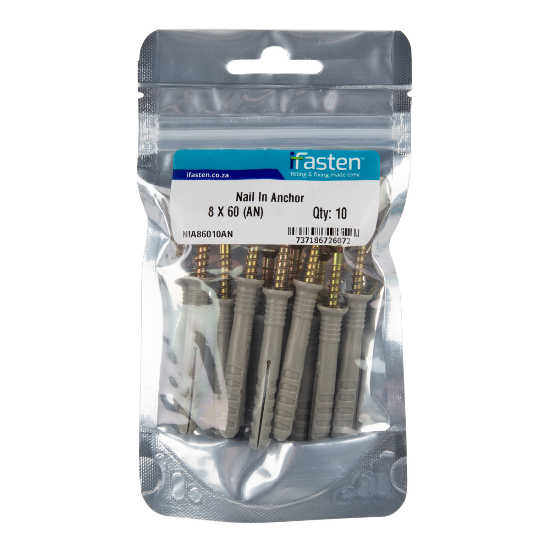Ifasten Nail In Anchor 8Mmx60Mm 10 Pp