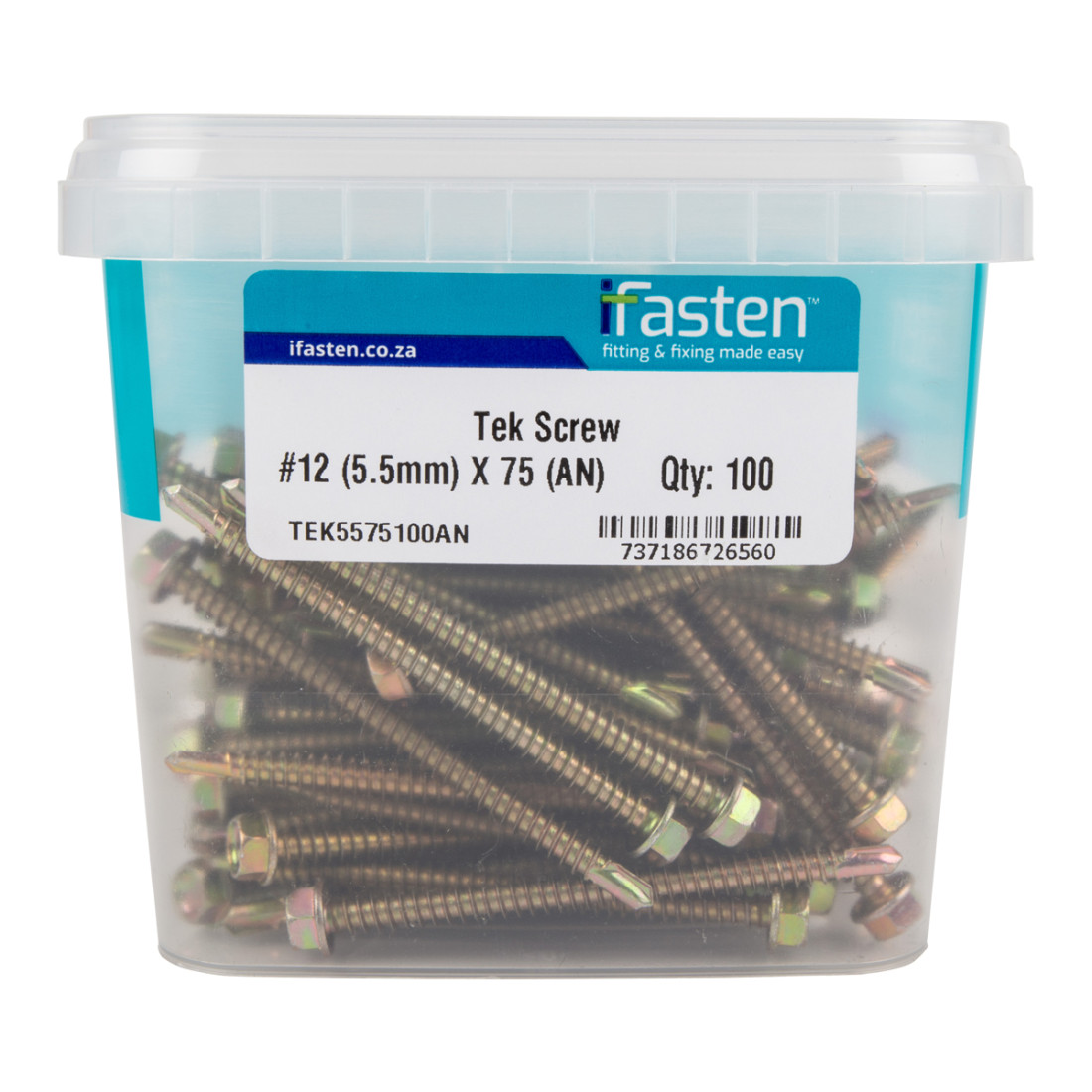 Ifasten Tek Screw No12 5.5Mmx75Mm 100 Pt