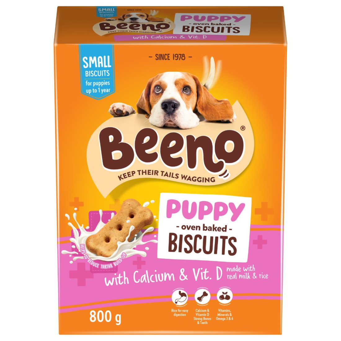 Beeno Dog Biscuits Puppy With Calcium 800G