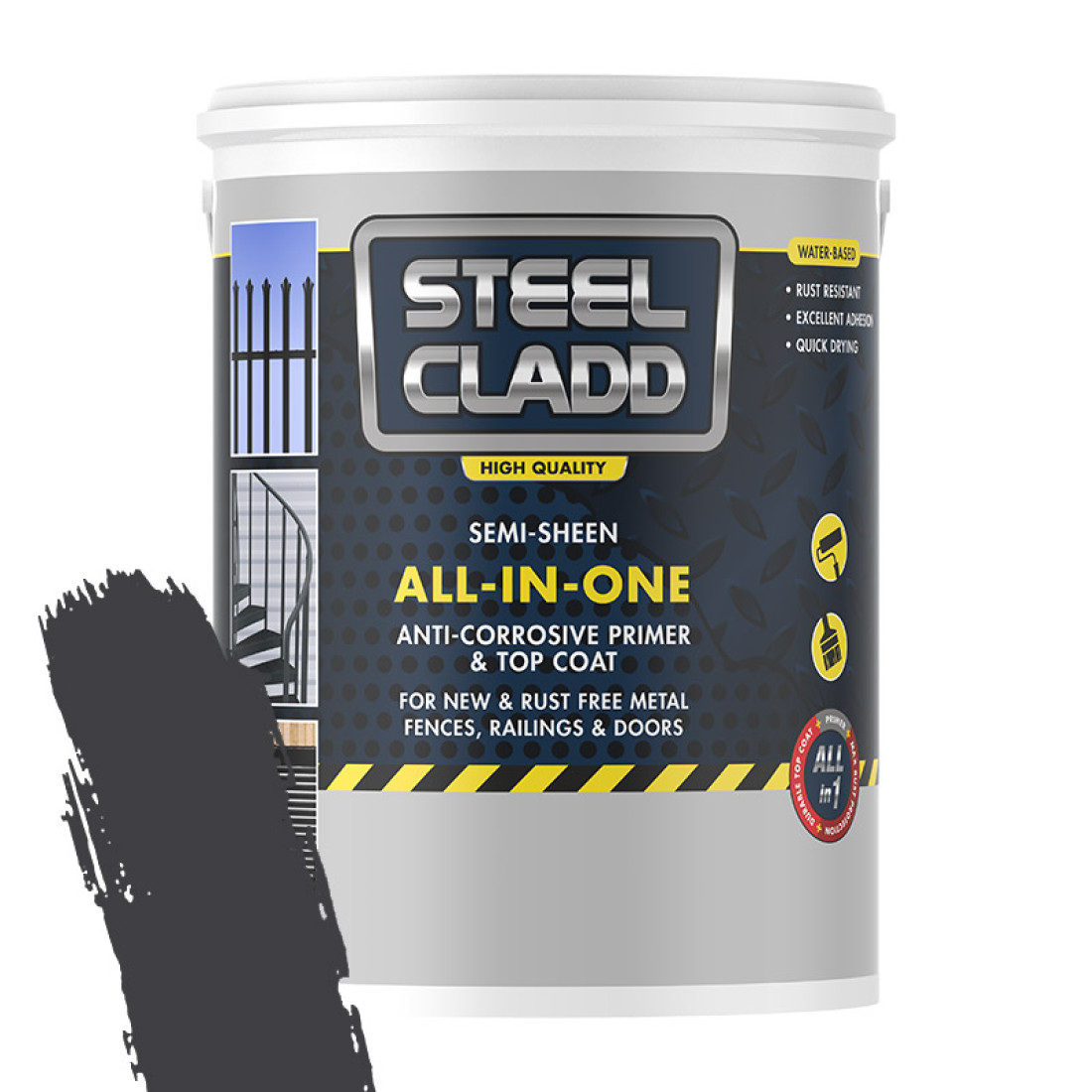 Steel Cladd All-In-One Water Based Charcoal 1L