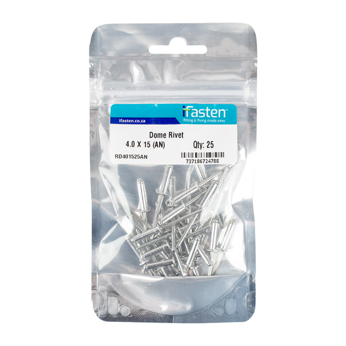 Ifasten Rivet Dome 4.0Mmx15Mm 25 Pp