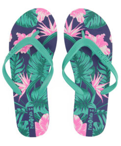 Pata Pata Ladies Flip Flops Green Floral Size 3/4