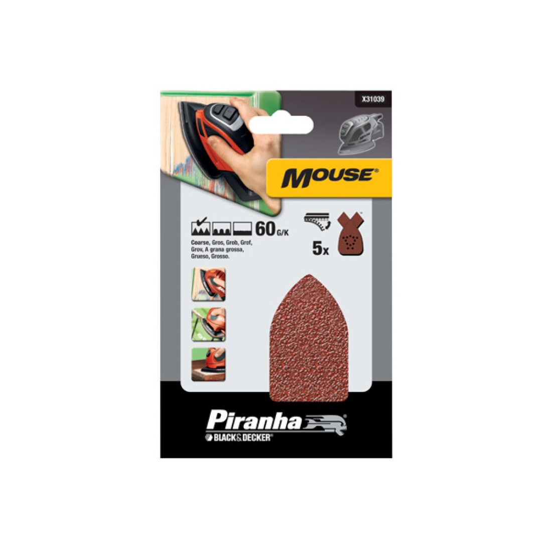 B&D Mouse Sandpaper Quick Fit 180G 5Pk