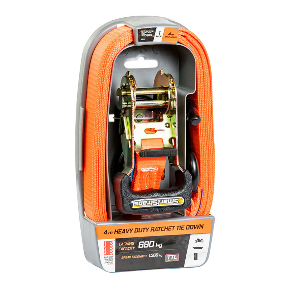 Ratchet Tie Down Pad 4M Orng