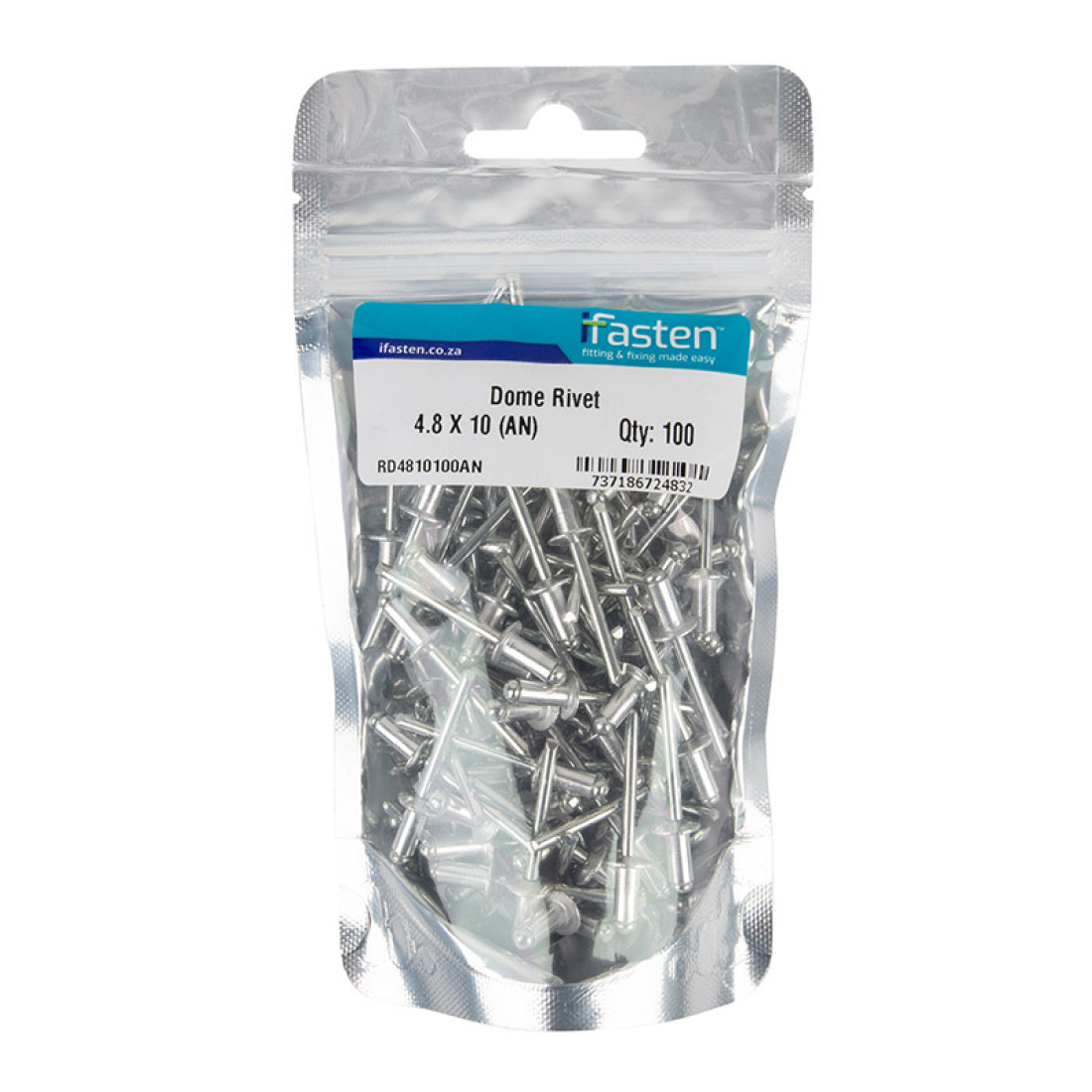 Ifasten Rivet Dome 4.8Mmx10Mm 100 Pp