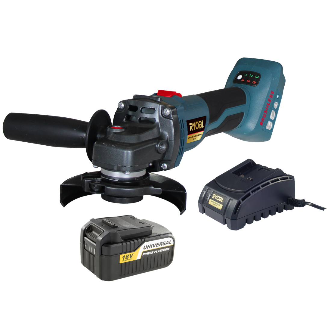 18V Li-Ion Brushless Angle Grinder Kit 115Mm With Battery & Charger