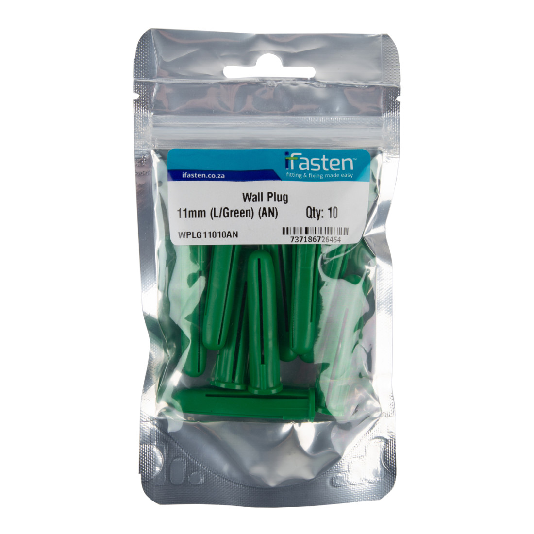 Ifasten Wall Plug 11Mm Light Green 10 Pp
