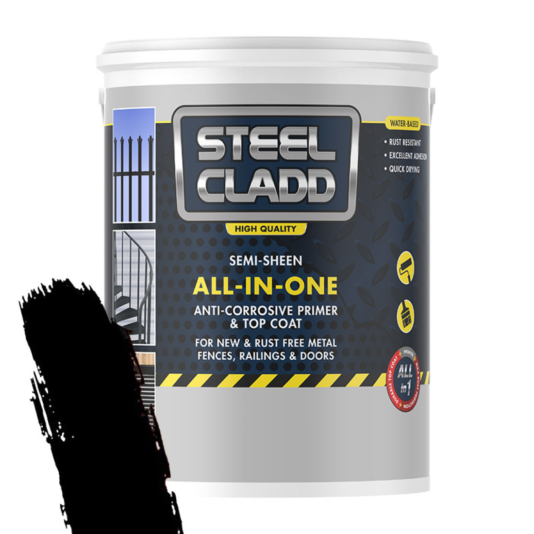Steel Cladd All-In-One Water Based Black 5L