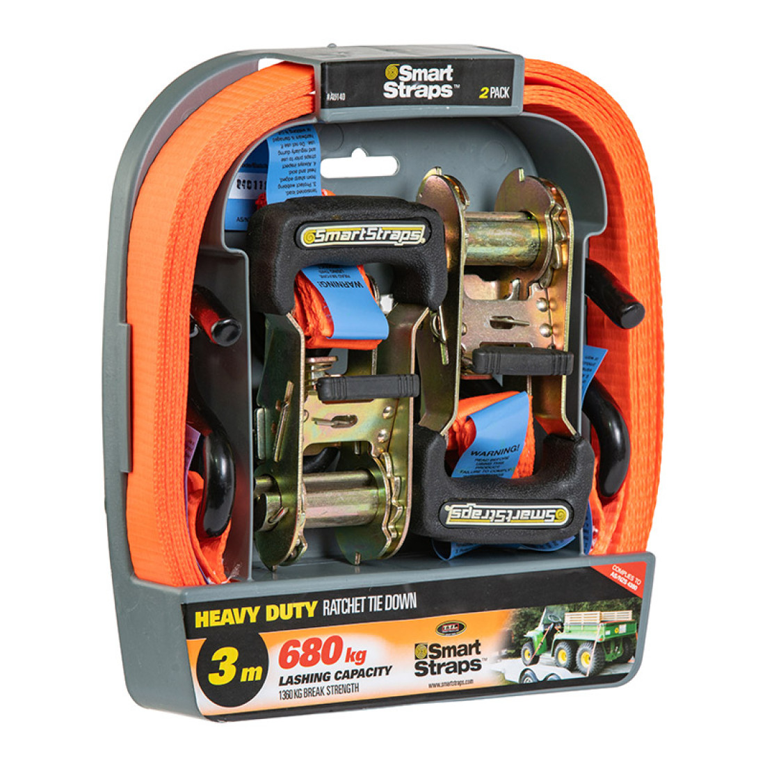 Ratchet Tie Down Pad 3M 2Pc Orng