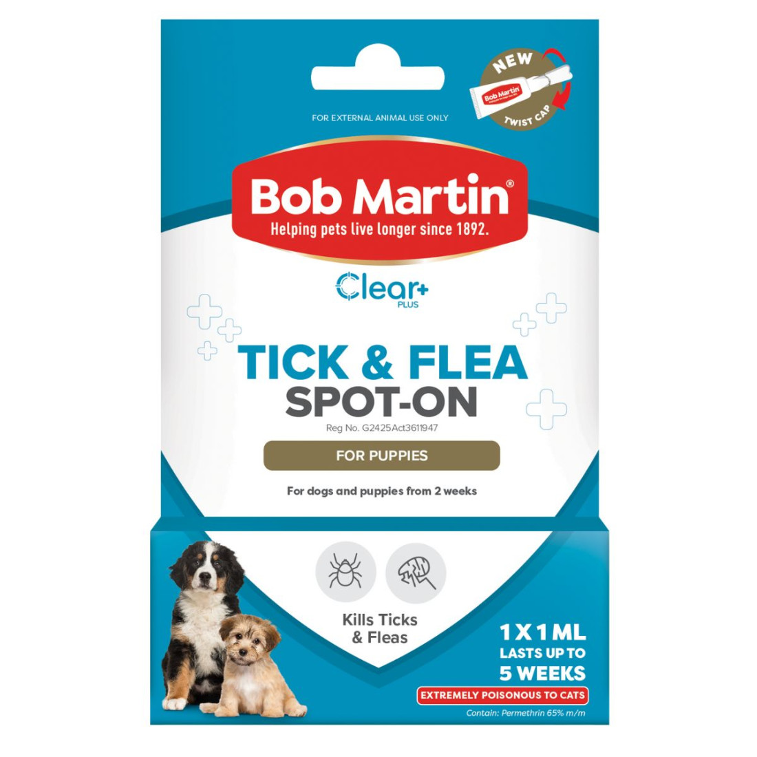 Bob Martin Pet Tick & Flea Dog Spot Puppies 1Ml