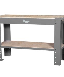 Workbench - Steel Frame - Wood Top - Wood Shelf - 120 x 60 x 90 cm - Grey - DIV-WB03-KD-grey