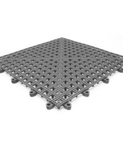Floor Tile - Flexi-Deck Interlinking Anti-Slip Drainage PVC Mat - 30 x 30 x 1.3 cm - Grey - Pack of 9 - FD060001