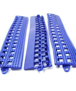 Floor Tile Male Edge - Flexi-Deck Interlinking Anti-Slip Drainage PVC Mat - 30 x 5 x 1.3 cm - Blue - Pack of 3 - FD020002M3