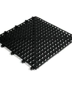 Floor Tile - Flexi-Deck Interlinking Anti-Slip Drainage PVC Mat - 30 x 30 x 1.3 cm - Black - Pack of 9 - FD010001