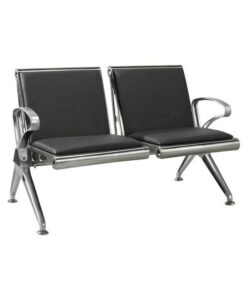 Airport Bench - Indoor Waiting Room Seat - Mild Steel - Upholstered - Heavy Duty - Two Seater - Flat Pack - 127 x 67 x 82 cm - PD02A-black