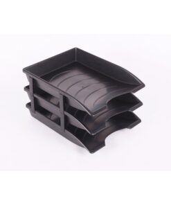 Letter Trays - Plastic - Recycled - Triple - 35 x 26 x 6 cm - Black - Pack of 21 - 017LT-RT