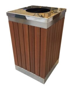 Wastebin - SS304 Stainless Steel and Wood Litter Bin - 900x510x510mm - WDB2263S