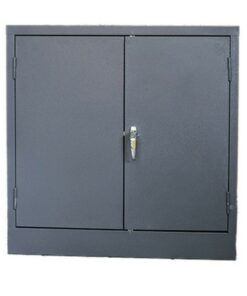 Steel Stationery Cupboard - Metal Storage Cabinet - 2 Shelves - Hammertone Grey - 90 x 90 x 45 cm - SC004-grey