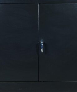 Steel Stationery Cupboard - Metal Storage Cabinet - 2 Shelves - Black - 90 x 90 x 45 cm - SC004-black